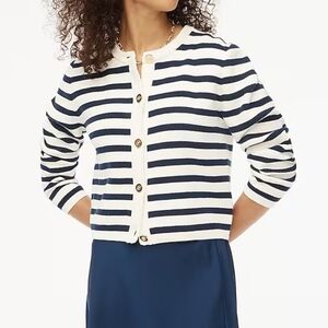 J Crew Striped cotton lady jacket cardigan sweater